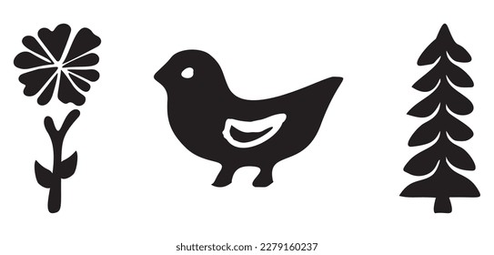 Conjunto de motivos de pájaro y vector botánico. Colección de aves silvestres y silvestres silvestres.