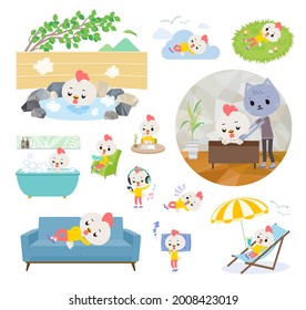A set of Bird boy about relaxing.It's vector art so it's easy to edit.