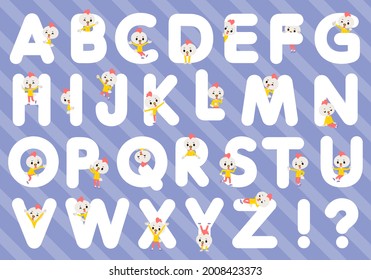 A set of Bird boy designed with alphabet.It's vector art so it's easy to edit.