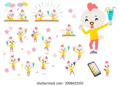 A set of Bird boy on a drink party.It's vector art so it's easy to edit.