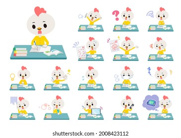 A set of Bird boy on study.It's vector art so it's easy to edit.