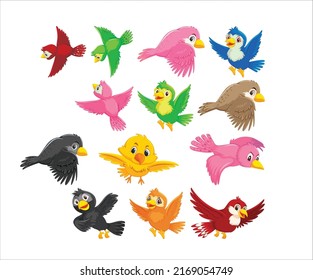 set of bird cartoon character vector Collection