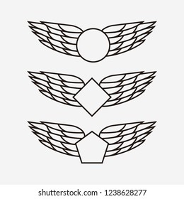 Set of Bird Eagle And Wing logo template badge emblem