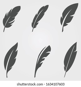 set of bird feather icon, editable feather flat icons, feathers vector/illustration 