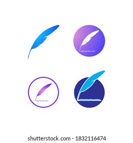 a set of bird feather illustrations for icons, symbols and logos