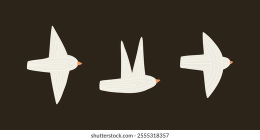 Set of bird in flat style. Hand drawn vector illustration.