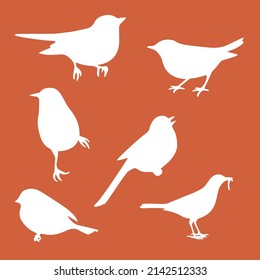 conjunto de ilustraciones vectoriales de silueta voladora de aves