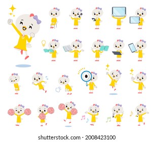 A set of Bird girl with digital equipment such as smartphones.It's vector art so it's easy to edit.