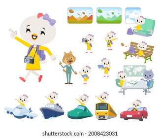 A set of Bird girl on travel.It's vector art so it's easy to edit.
