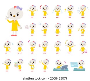 A set of Bird girl with who express various emotions.It's vector art so easy to edit.