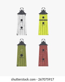 Set of bird house. Decor element for your design. EPS 10 vector file.