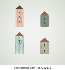 Set of bird house. Decor element for your design. 