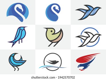Set of bird icons. Bird logo sign symbol vector design template