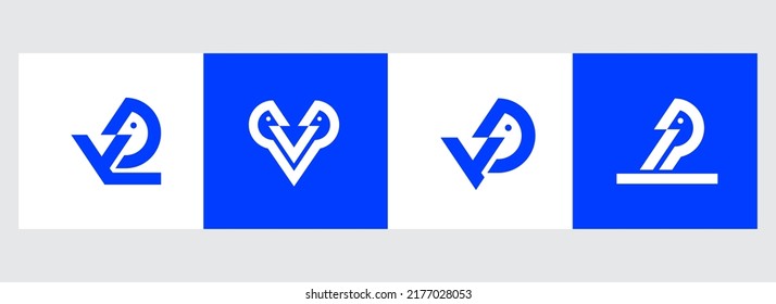 Set of bird logo design exploration. The minimalist creative symbol for identity and business. Vector, 2022-2023