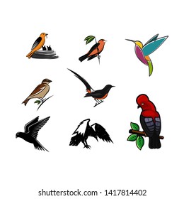 set of bird logo illustrations 