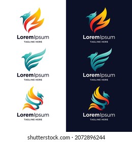 set of bird logo with lettering concept