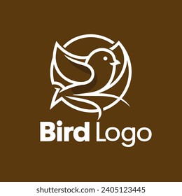 Set of Bird logo template with line art style. Creative abstract bird logo collection. Vector illustration in simple hand drawn and linocut style - natural print, poster or logo design birds logo