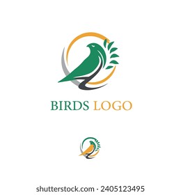 Set of Bird logo template with line art style. Creative abstract bird logo collection. Vector illustration in simple hand drawn and linocut style - natural print, poster or logo design birds logo