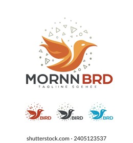 Set of Bird logo template with line art style. Creative abstract bird logo collection. Vector illustration in simple hand drawn and linocut style - natural print, poster or logo design birds logo