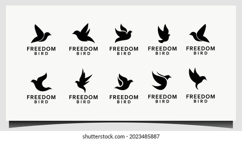 set bird love peace with modern concept icon logo design vector