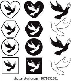 Conjunto de signos de pájaro, ilustración vectorial