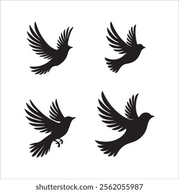 set of bird silhoiutte vector on white background
