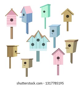Set of birdhouses. Vector illustration