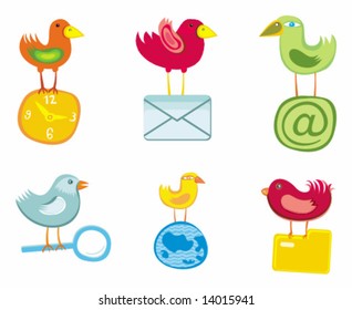 Set of birds icons for website, icons for network, vector illustration.  To see similar, please VISIT MY GALLERY.