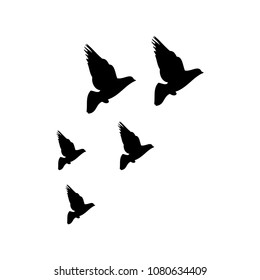 Vector Silhouette Flying Birds On White Stock Vector (Royalty Free ...