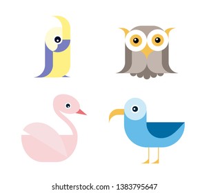Set of birds logo, sign vector.  