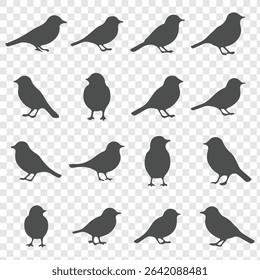 set of birds silhouettes on transparent background. eps 10
