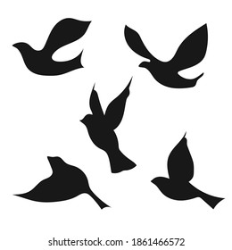 Set of birds silhouettes vector design