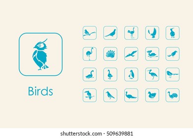 Set of birds simple icons