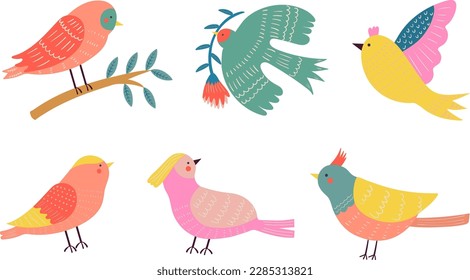 Conjunto de aves, ilustración vectorial