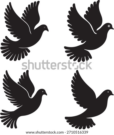 Set of Birds with Wings Spread, Hope, Spirit, and Purity