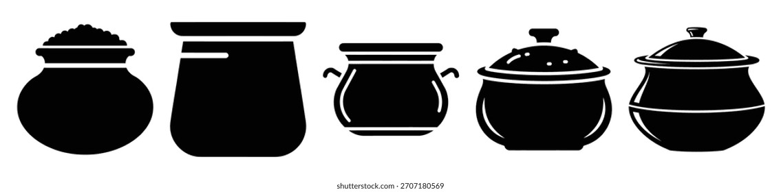 set of biriyani pot icon vector illustration isolated on white background