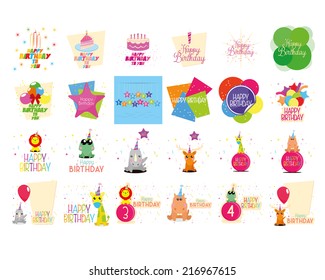 a set of birthday backgrounds with decoration and text