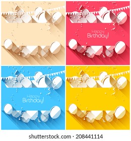 Set of birthday backgrounds in flat design style 