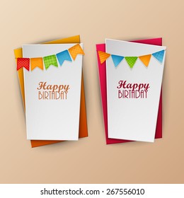 Set of birthday banners. Vector illustration.