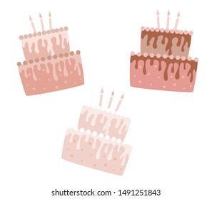 Set of  birthday cake.  