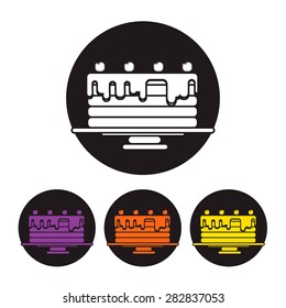Set of Birthday cake icons with cherry.
Flat style vector illustration.