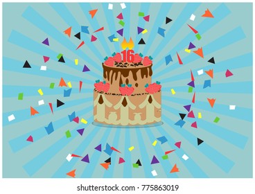 set of birthday cake vector