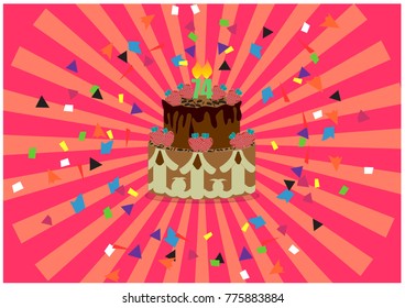 set of birthday cake vector