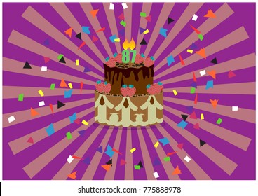 set of birthday cake vector