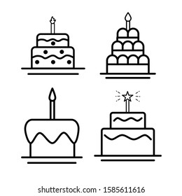 Set of birthday cakes icon. Vector