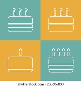 Set of birthday cakes. Vector.