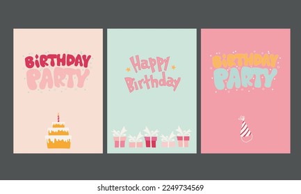 A set of birthday cards for a girl in pink colors