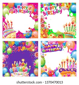 Template Birthday Card Place Text Stock Vector (Royalty Free ...