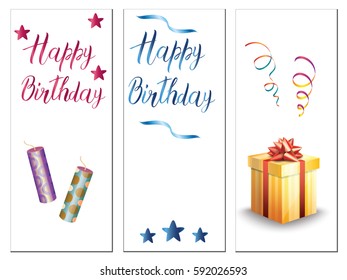 Set of birthday cards. Vector illustration