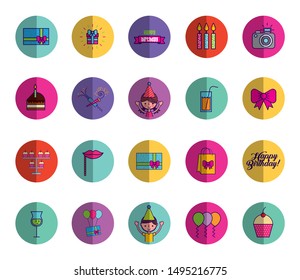 set of birthday celebration icons vector illustration design